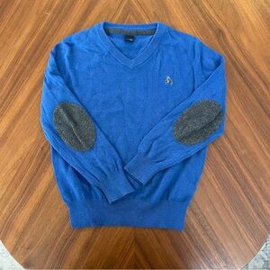 Baby GAP V-Neck Blue Sweater with Gray Elbow Patches